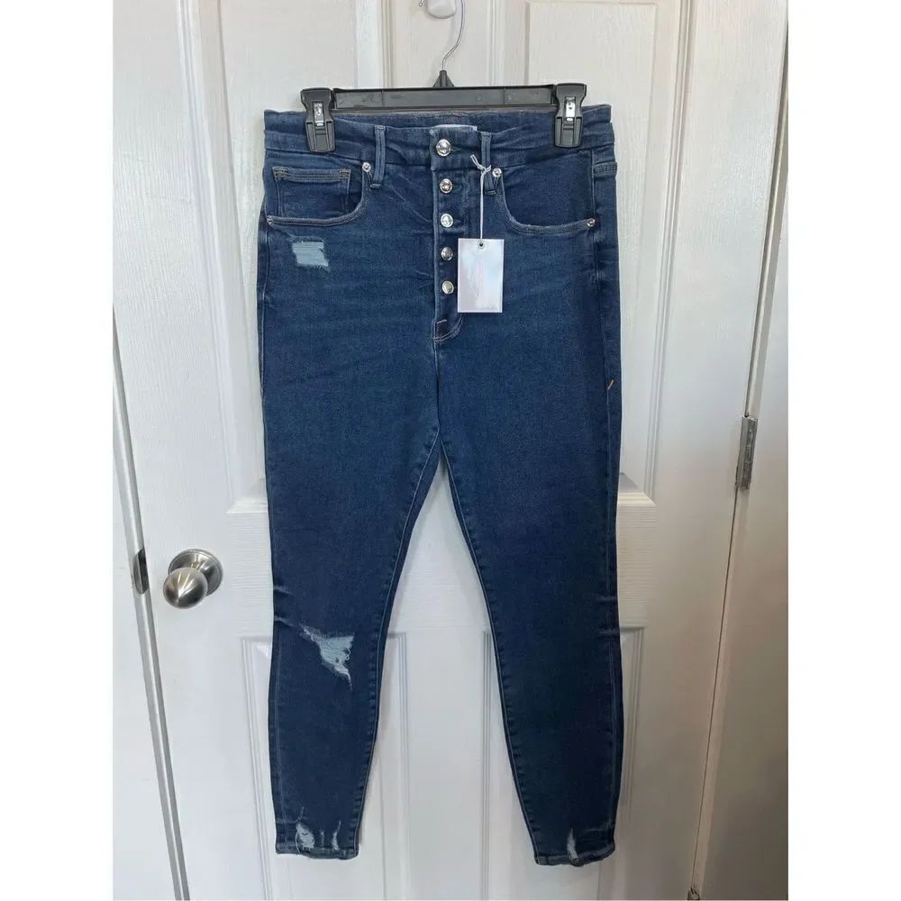 NWT Good American Women's Good High Rise Curve Ripped Jeans Size 14
